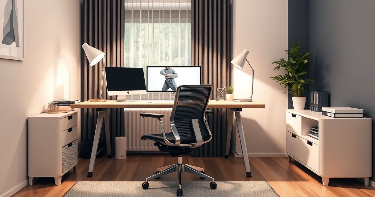 Ergonominen kotitoimisto turvallisilla työvälineillä