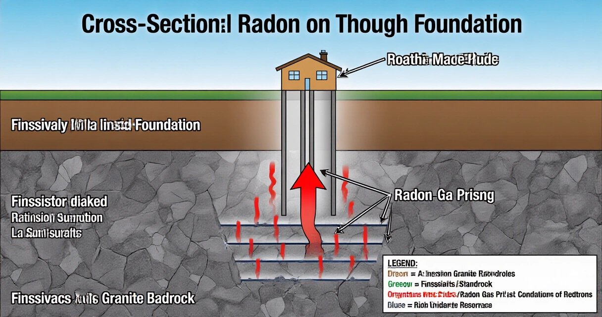 Radon nousee maaperästä rakennuksen perustuksen läpi sisäilmaan