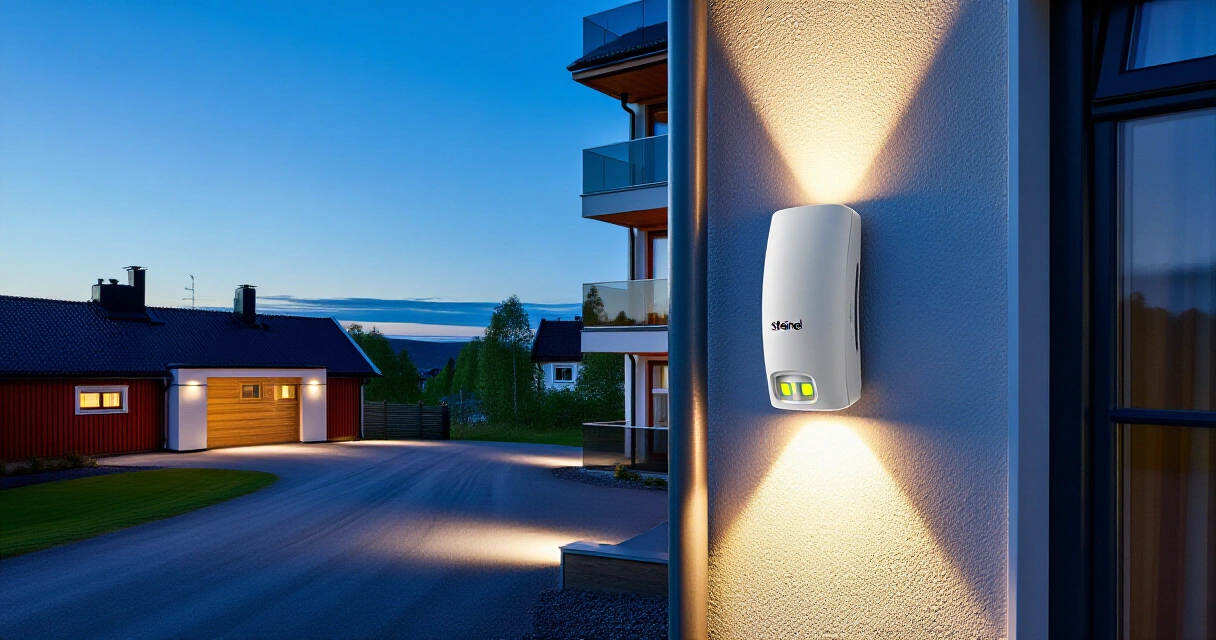 Steinel L 810 LED iHF -ulkoseinävalaisin kiinnitettynä talon seinään pimeässä