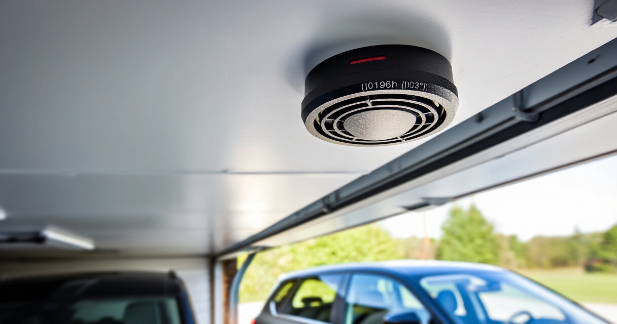 Ei Electronics EI3028 yhdistelmäilmaisin asennettuna autotallin kattoon